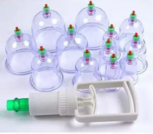Vaccum Cupping Set Best 12 Cup With Vacuum Pump-Hijama Cup-Code 1304-वैक्यूम कपिंग सेट-Acupressure-Easy to Use-Massager-Activate Acupressure Points