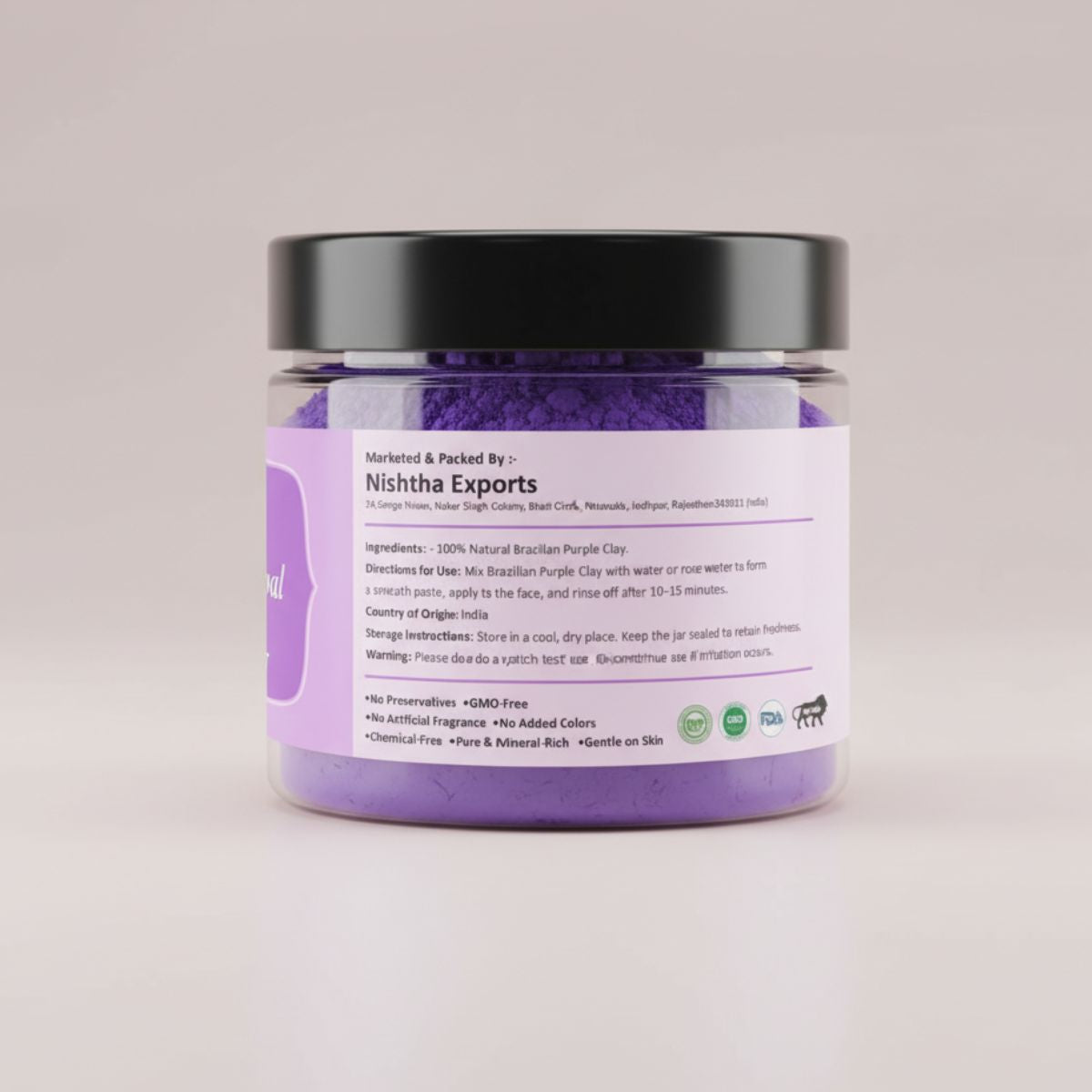 Brazilian Purple Clay Powder | Natural Beauty Clay for Brightening, Oil Control & Skin Purifying | Ideal for Face Packs & DIY Skin Care – 150 Gram
