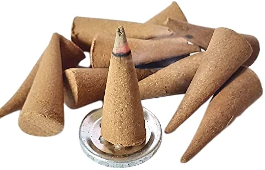 Bhutiya Dhoop Cone-Bâtonnets d'encens Bhutiya-Bâtonnets d'encens secs pour Pooja Ingrédients et parfum naturels (Paquet de 6)