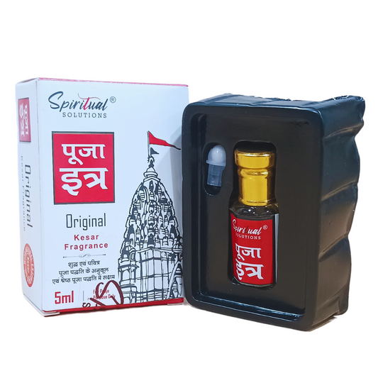 Original Puja Itar Kesar Fragrance Premium Pooja Itra per Casa e Mandir Profumi Puri e Naturali per Culto e Meditazione 5 ML