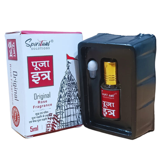 Original Puja Itar Fragranza Rosa Pooja Itra Premium per Casa e Mandir Fragranze Pure e Naturali per Culto e Meditazione 5 ML