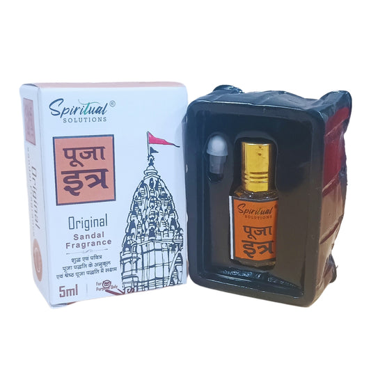 Original Puja Itar Sandal Fragrance Premium Pooja Itra per Casa e Mandir Fragranze Pure e Naturali per Culto e Meditazione 5 ML
