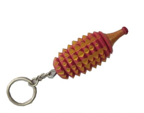 Acupressure Karela Key Chain Wooden Hand Massager-Code 064-करेला की चेन-Self Massager-Easy to Use-Activate Acupressure Points