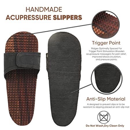 Acupressure Khadau Wooden Best-Modern Khadau-Freesize-Code 102-एक्यूप्रेशर खड़ाऊ-Self Massager-Easy to Use-Activate Acupressure Points