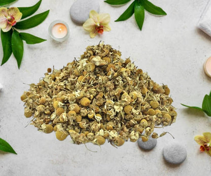 Chamomile Tea Cut Form-Babuna Phool-German Chamomile-बाबूना फूल-Chamomile Tea-Tea Cut Herbs-Herbal Tea Leaves