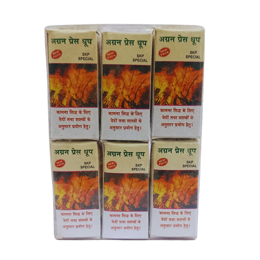 Agran Pres Dhoop Cone-अग्रन प्रेस धूपबत्ती-Dry Dhoop Cones for Pooja Natural Ingredients and Fragrance (Pack of 6)