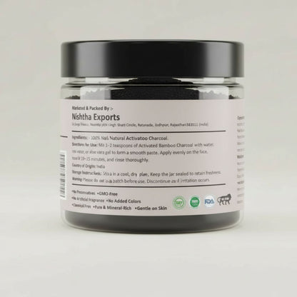 Bamboo Charcoal Clay Powder | Deep Cleansing & Detox Face Mask Clay | Oil Control, Pore Purifying & Radiance Boosting Skin Care - 150 Gram