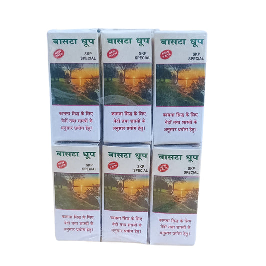 Basta Dhoop Cone-बासता धूप बत्ती-Dry Dhoop Cones for Pooja Natural Ingredients and Fragrance (Pack of 6)