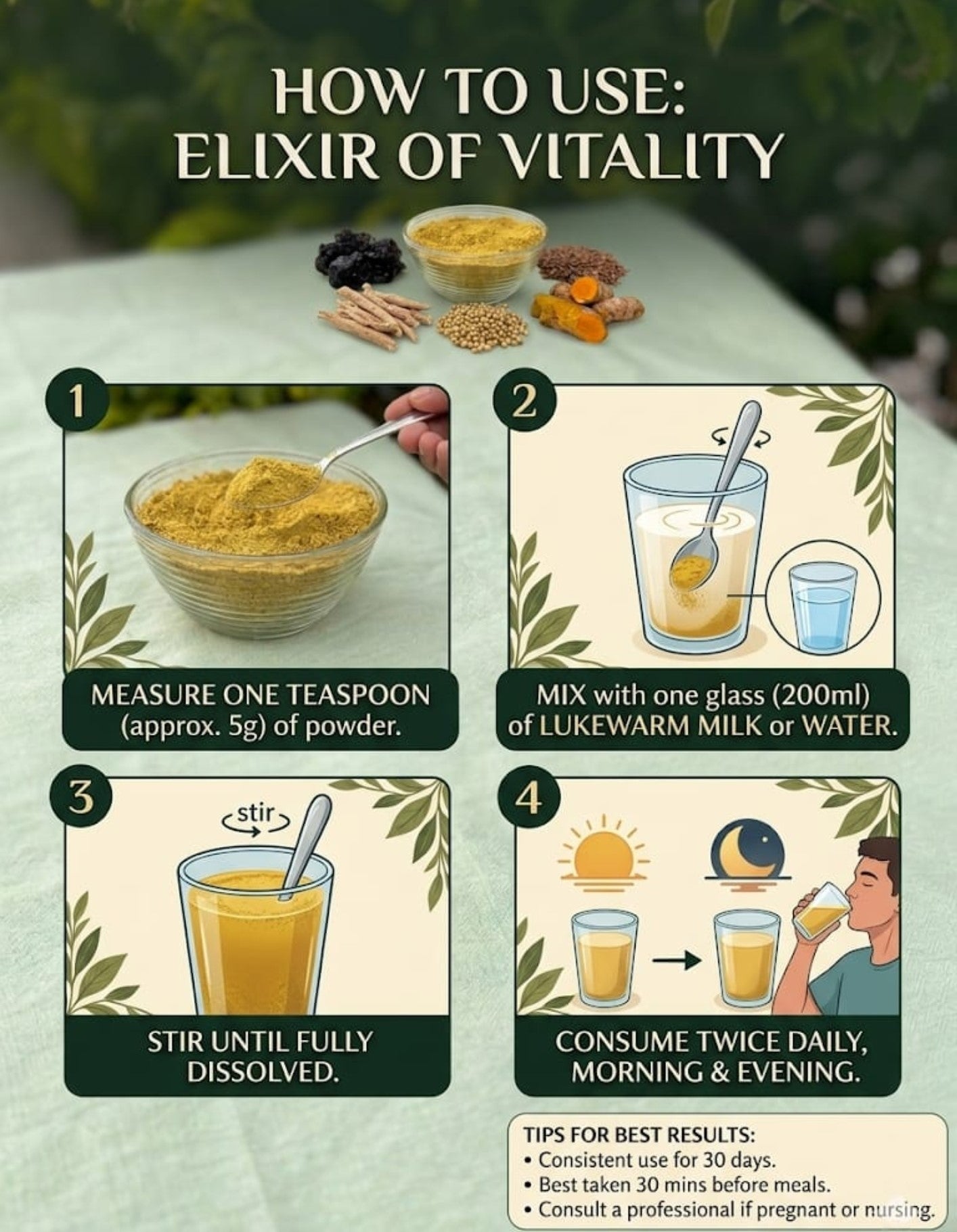 Herbal Muscle Pain Relief & Blood Circulation Powder | Ashwagandha, Gond, Flaxseed Blend for Body Strength & Weakness