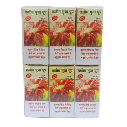 Chhattis Bhuja Dhoop Cone-छत्तीस भुजा धूप बत्ती-Dry Dhoop Cones for Pooja Natural Ingredients and Fragrance (Pack of 6)