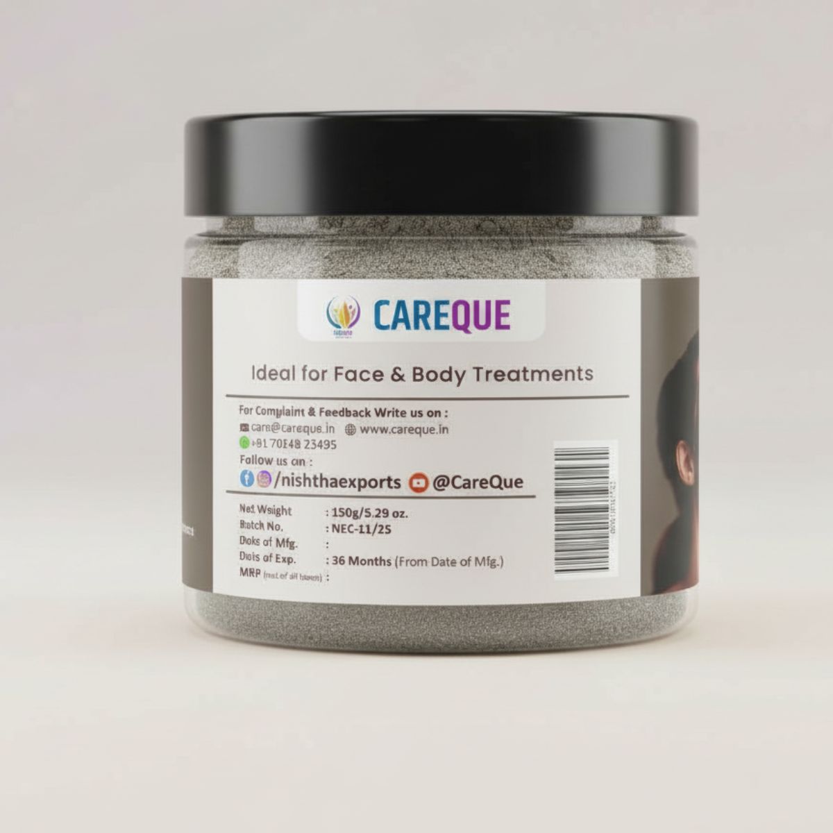 Dead Sea Mud Clay Powder-Dead Sea Natural Mud-Mineral Rich Cleansing & Detox Mask-For Face-Body & Spa Care - 150 Gram