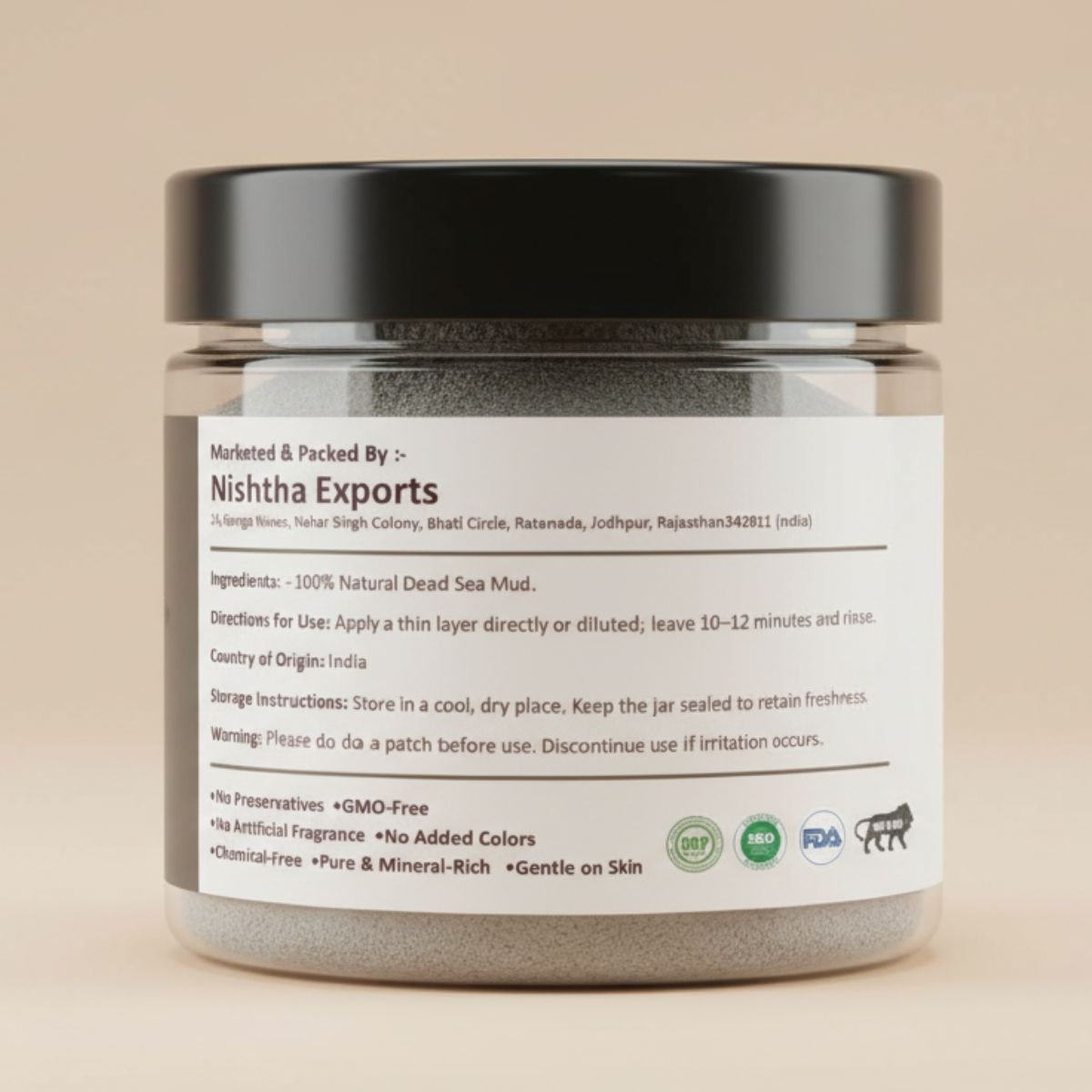 Dead Sea Mud Clay Powder-Dead Sea Natural Mud-Mineral Rich Cleansing & Detox Mask-For Face-Body & Spa Care - 150 Gram