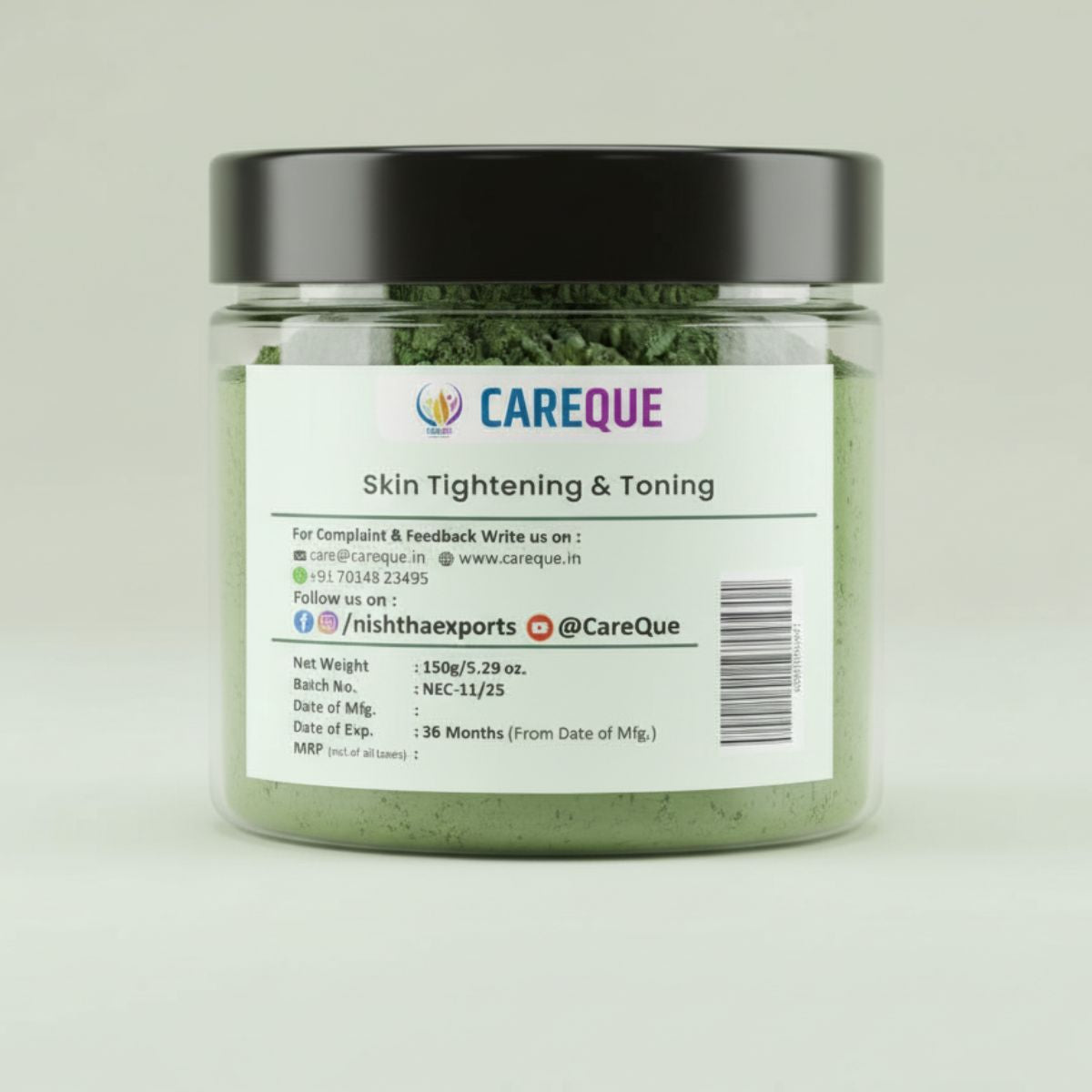 French Green Clay Powder | Face Mask Oily Skin, Deep Facial Cleanser, Softening Skin, Body Clay | Natural Detoxifying Mask - 150 Gram