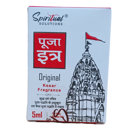 Original Puja Itar Kesar Fragrance Premium Pooja Itra for Home and Mandir Pure and Natural Fragrances for Worship and Meditation 5 ML