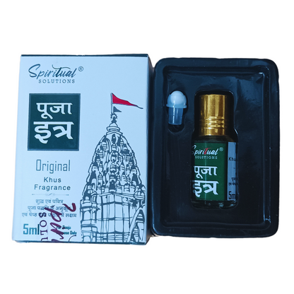 Original Puja Itar Khus Fragrance Premium Pooja Itra for Home and Mandir Pure and Natural Fragrances for Worship and Meditation 5 ML