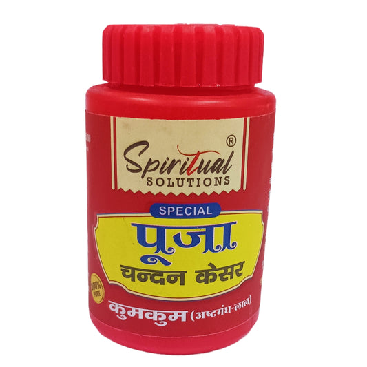 Original Puja KumKum Premium Pooja Chandan Kesar Asthgangh Lal(Red) KumKum for Home and Mandir Pure and Natural 50 Gram