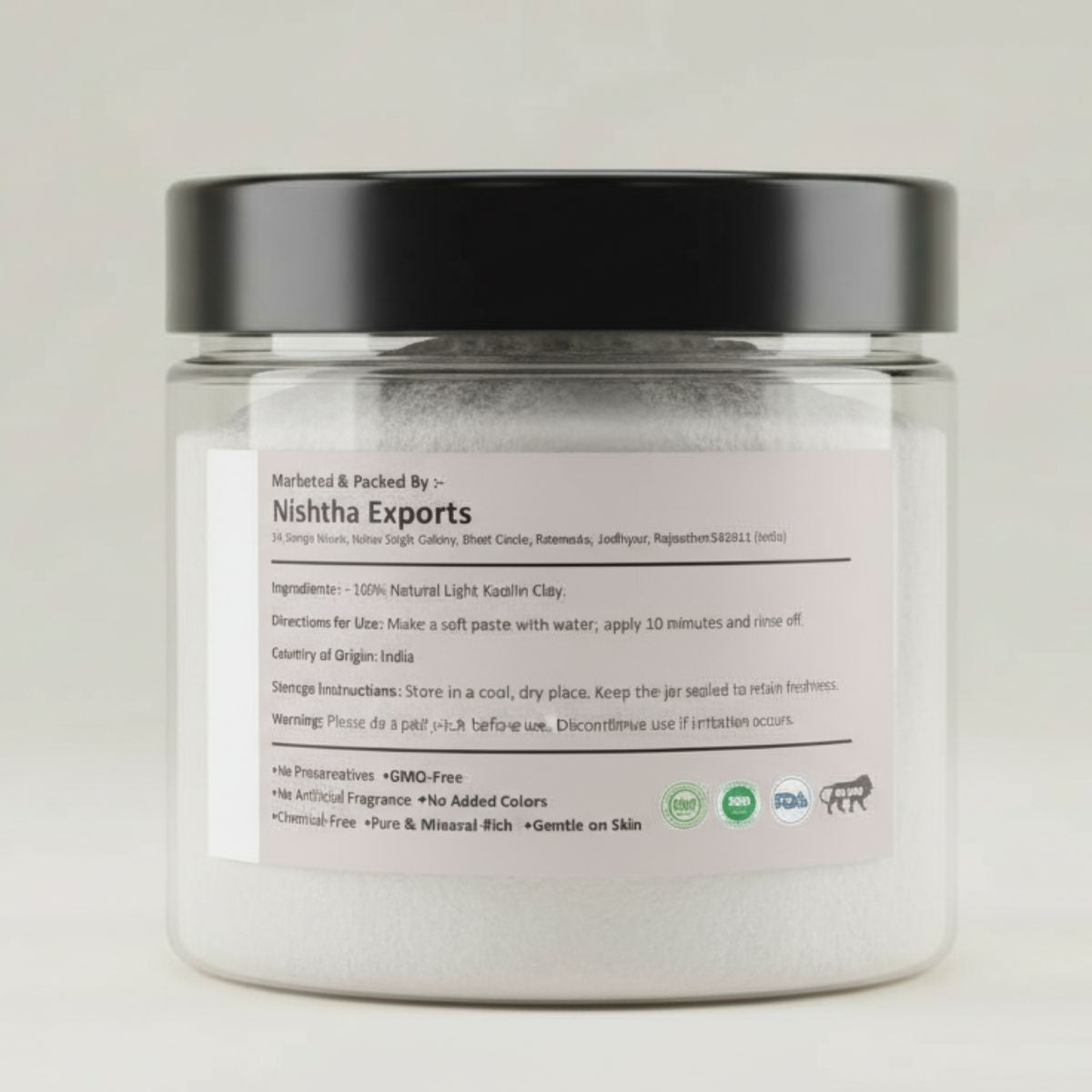 Light Kaolin Clay Powder | Face Pack For Deep Cleansing & Glowing Skin | Kaolin Clay For Acne, Blackheads & Oily Skin - 150 Gram