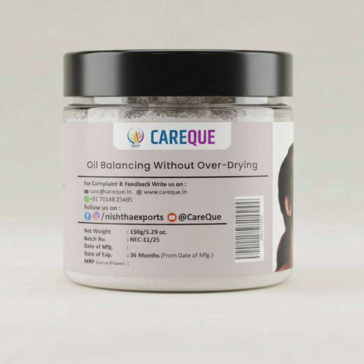 Light Kaolin Clay Powder | Face Pack For Deep Cleansing & Glowing Skin | Kaolin Clay For Acne, Blackheads & Oily Skin - 150 Gram