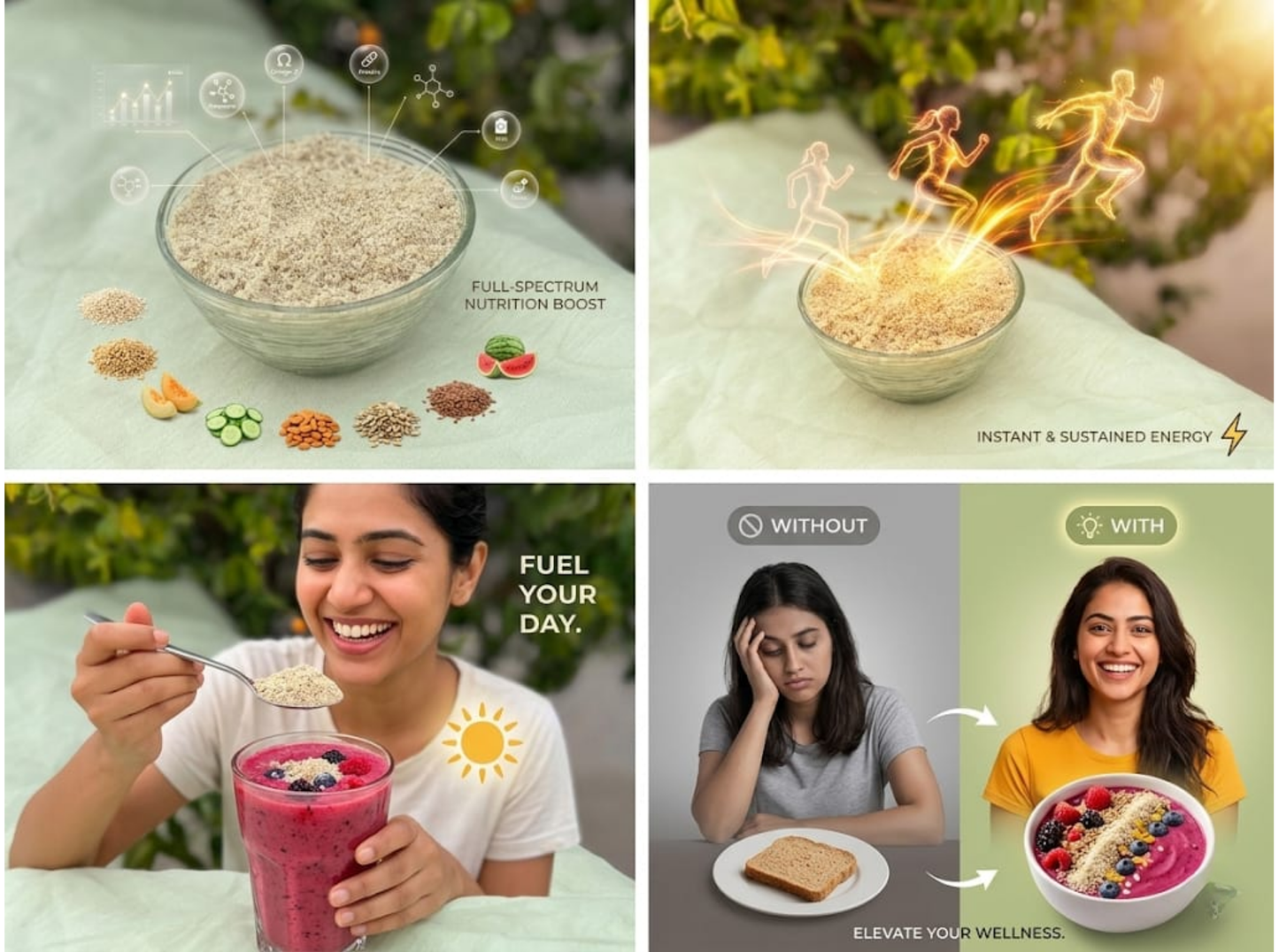 Careque 7 Seed Nutrition Powder | Energy Booster Powder | Plant-Based Seed Mix | No Added Sugar | Easy Daily Nutrition