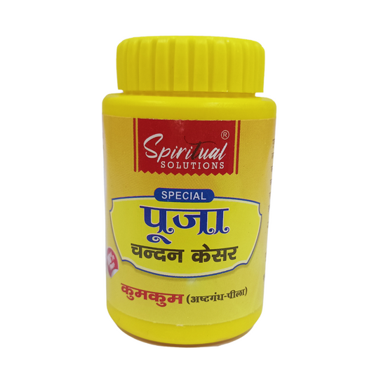 Original Puja KumKum Premium Pooja Chandan Kesar Asthgangh Pila(Yellow) KumKum for Home and Mandir Pure and Natural 50 Gram