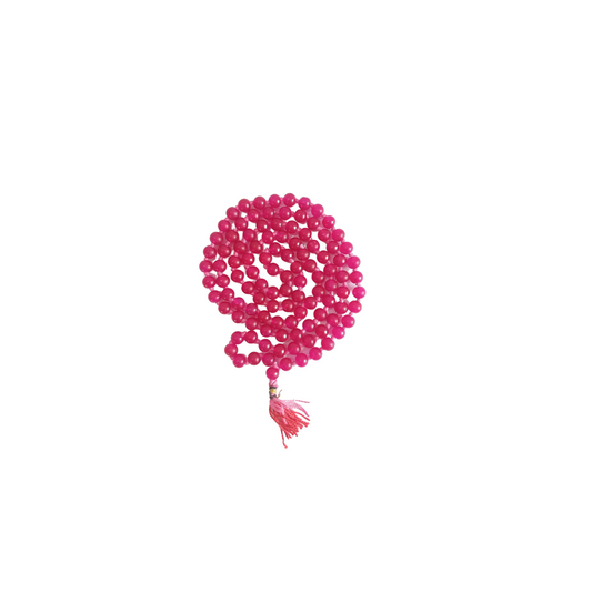 Pink Hakik Mala-Gemstone Prayer Bead Hakeek Mala-Pink Stone Mala-Hakik Japa Mala for Calmness and Grounding (Length- 53 CM, Beads - 108)