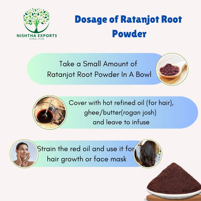 Ratanjot Root Powder - रतनजोत जड़ का चूर्ण - Alkanet Root Powder - Alkanna Tinctoria Powder - Ratanjyot Jadd Powder - Jatropha Curcas Powder - Pure &amp; Natural