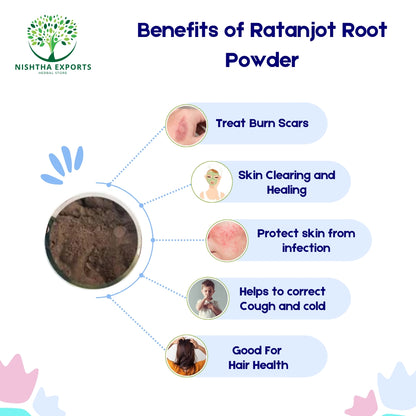 Ratanjot Root Powder - रतनजोत जड़ का चूर्ण - Alkanet Root Powder - Alkanna Tinctoria Powder - Ratanjyot Jadd Powder - Jatropha Curcas Powder - Pure &amp; Natural