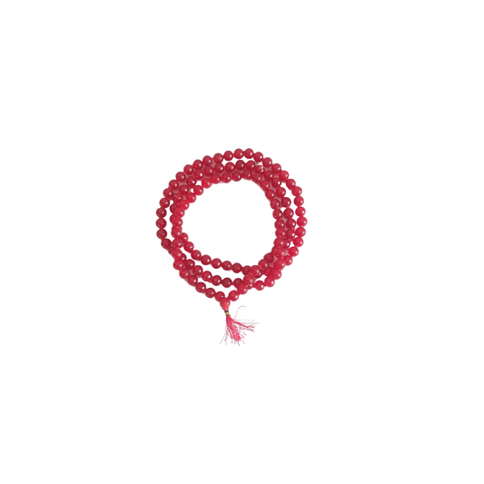 Red Hakik Mala-Gemstone Prayer Bead Hakeek Mala-Red Stone Mala-Hakik Japa Mala for Calmness and Grounding (Length- 47 CM, Beads - 108)