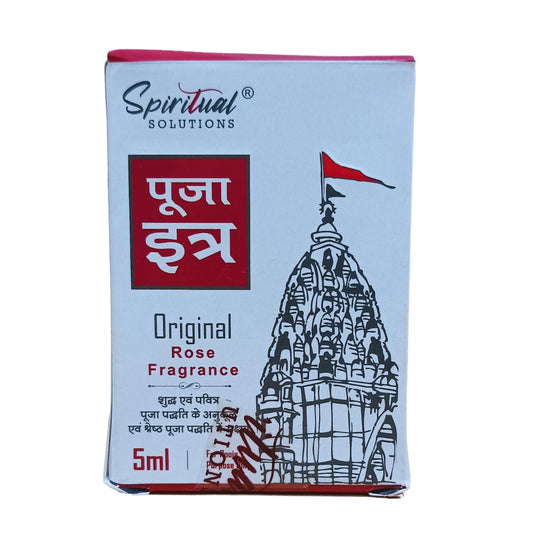 Original Puja Itar Rose Fragrance Premium Pooja Itra for Home and Mandir Pure and Natural Fragrances for Worship and Meditation 5 ML