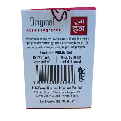 Original Puja Itar Rose Fragrance Premium Pooja Itra for Home and Mandir Pure and Natural Fragrances for Worship and Meditation 5 ML