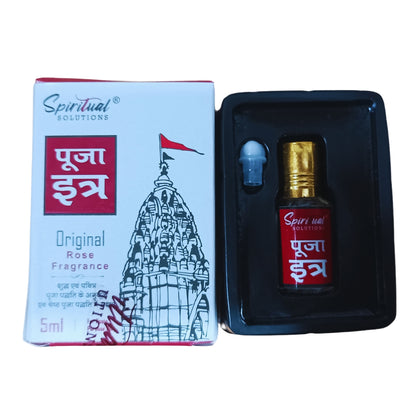 Original Puja Itar Rose Fragrance Premium Pooja Itra for Home and Mandir Pure and Natural Fragrances for Worship and Meditation 5 ML