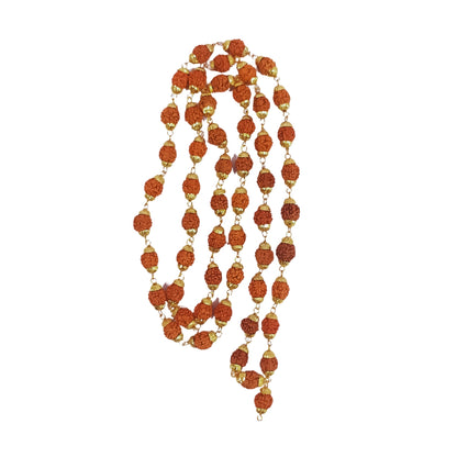 Rudraksha Mala with Golden Caps 55 Beads Divine Brown Rudraksha Mala Chain for Men and Women