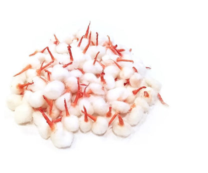 Phool Batti Round Cotton Red And White Wicks For Pooja Diya Batti Rui Batt Handmade Cotton Wicks For Home Pujan-Natural White suitable for use in any Diya for Pooja Aarti