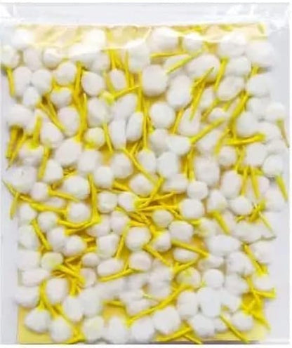 Phool Batti Round Cotton Yellow And White Wicks For Pooja Diya Batti Rui Batt Handmade Cotton Wicks For Home Pujan-Natural White suitable for use in any Diya for Pooja Aarti