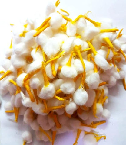 Phool Batti Round Cotton Yellow And White Wicks For Pooja Diya Batti Rui Batt Handmade Cotton Wicks For Home Pujan-Natural White suitable for use in any Diya for Pooja Aarti