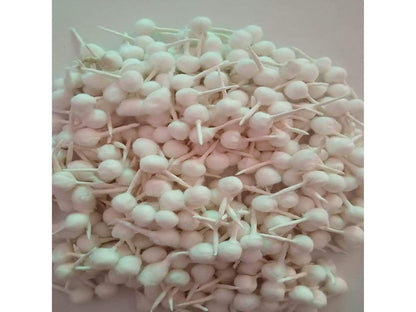 Phool Batti Round Cotton White Wicks For Pooja Diya Batti Rui Batt Handmade Cotton Wicks For Home Pujan-Natural White suitable for use in any Diya for Pooja Aarti