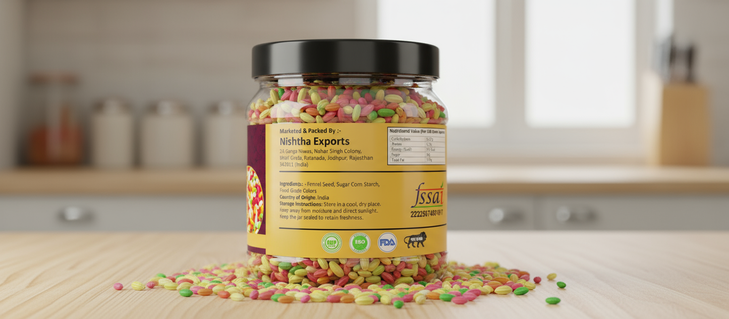 Sugar Coated Fennel Seeds – Sweet, Crunchy Mukhwas for Digestion & Fresh Breath (200 Gram)