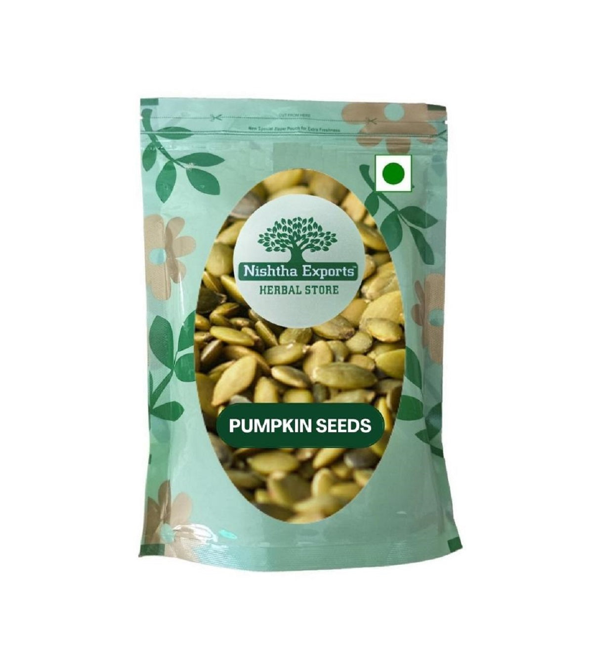 Pumpkin Seeds without Peel-Kaddu Beej -कद्दू के बीज-Raw & Unroasted Pumpkin Seed-Diet Snack-Resealable Pack