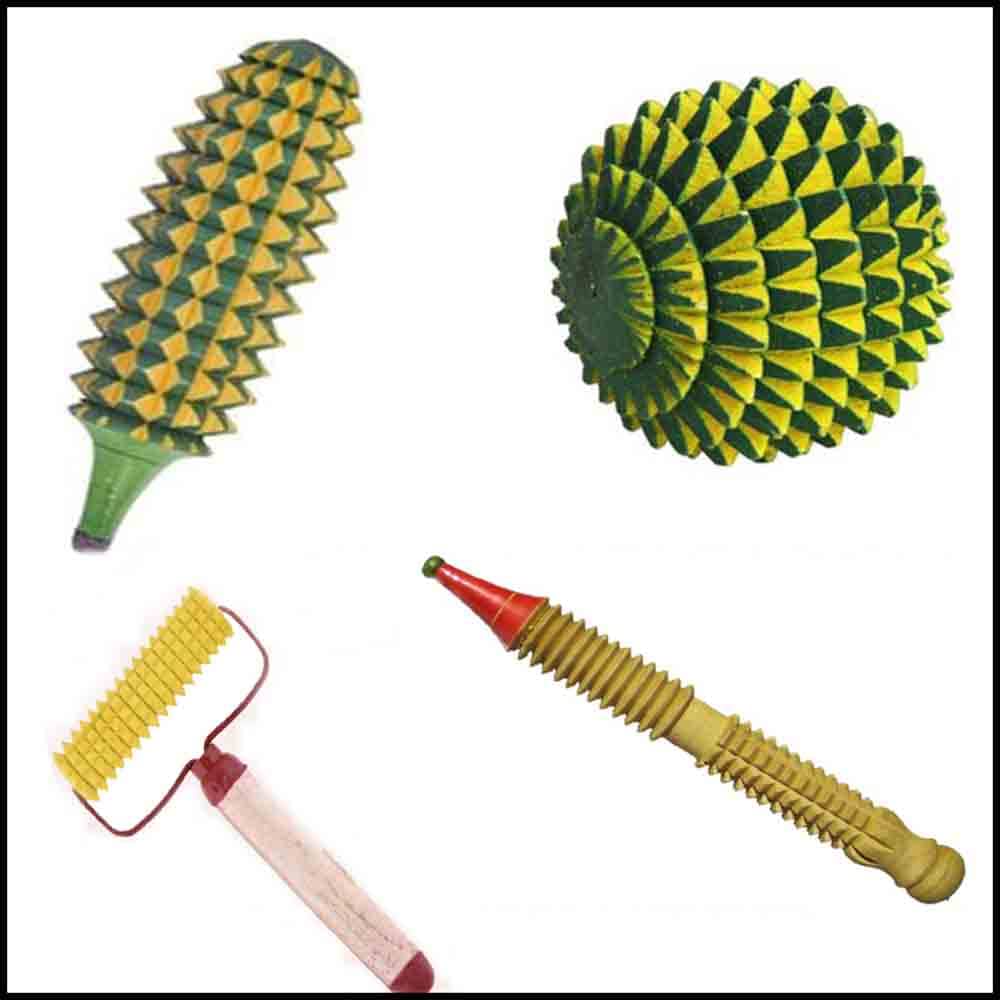 Acupressure Massager Tools Kit Apparatus Karela + Ball, Jimmy.Mini Roller Wooden Combo Set-4pc