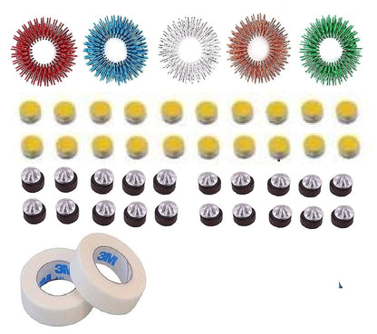 Acupressure 20Pcs Byol Magnet , 20 Pcs Star Magnet, 5 Pcs Sujok Ring and 2 Pcs Paper Tape Acupressure Sujok Therapy Total Apparatus kit